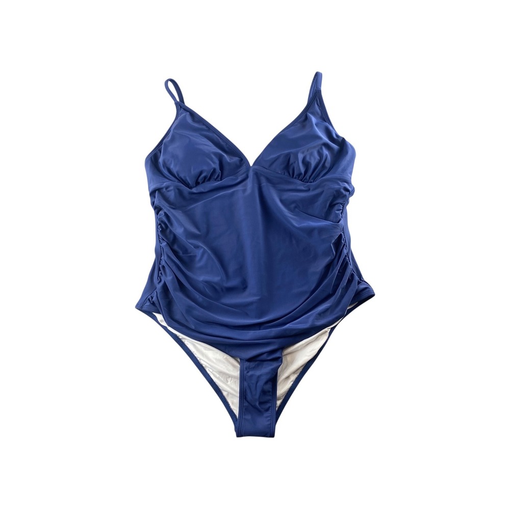 NWT Cupshe‎ Royal Blue Ruched One Piece Swimsuit XL Tummy Control Bathing Suit